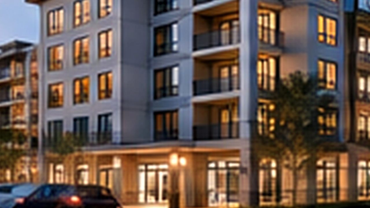 Urban hotel entrance with organized guest parking